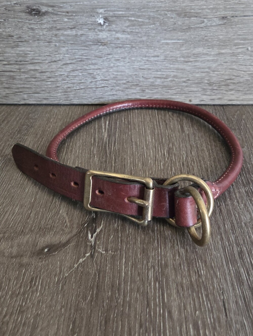 Mendota Leather Rolled Collar - Chestnut - 24"